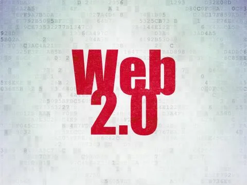 Web design concept: Web 2.0 on Digital Data Paper background 库存插图