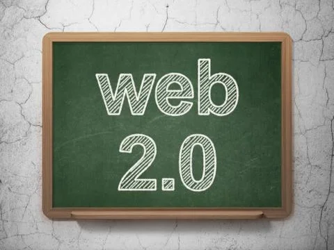 Web design concept: Web 2.0 on chalkboard background 스톡 일러스트