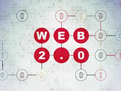 Web design concept: Web 2.0 on Digital Data Paper background Illustrazione stock