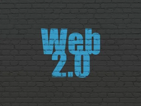 Web design concept: Web 2.0 on wall background 库存插图