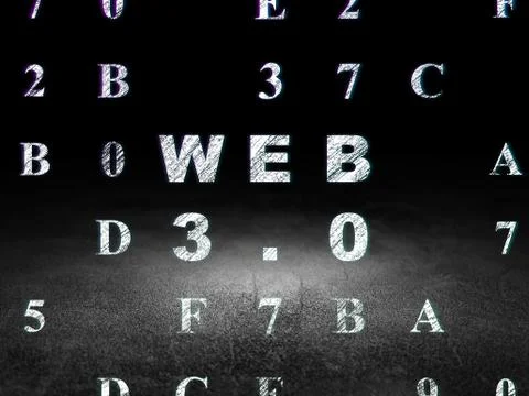 Web design concept: Web 3.0 in grunge dark room Stockillustratie
