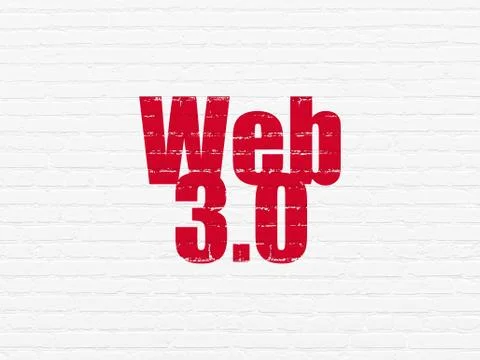 Web design concept: Web 3.0 on wall background 库存插图