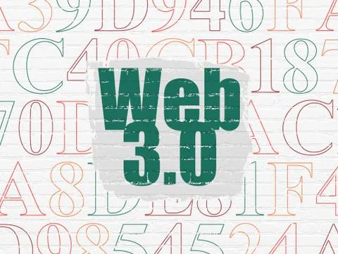 Web design concept: Web 3.0 on wall background Illustrazione stock