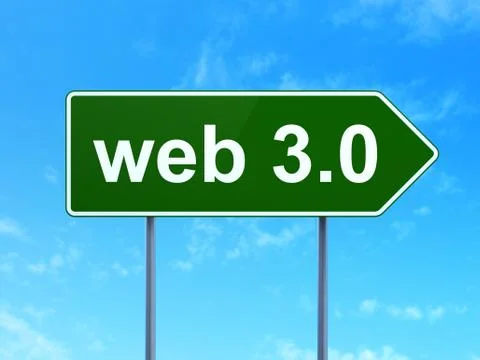Web design concept: Web 3.0 on road sign background Illustrazione stock