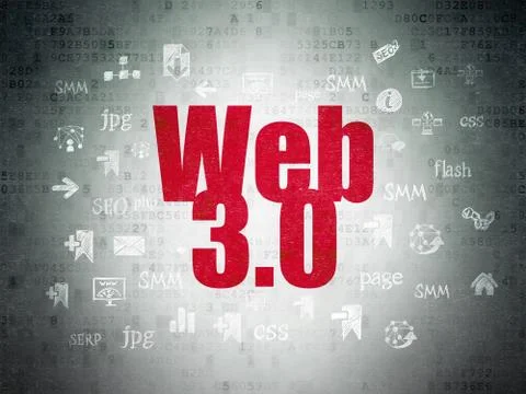 Web design concept: Web 3.0 on Digital Data Paper background Illustrazione stock