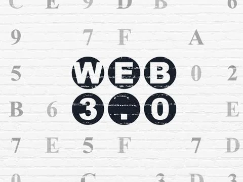 Web design concept: Web 3.0 on wall background Illustrazione stock
