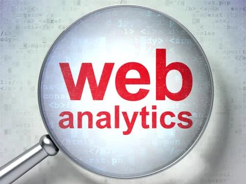 Web design concept: Web Analytics with optical glass Stock Illustration