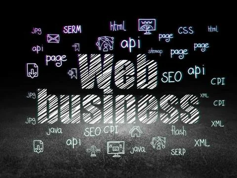 Web design concept: Web Business in grunge dark room イラスト素材
