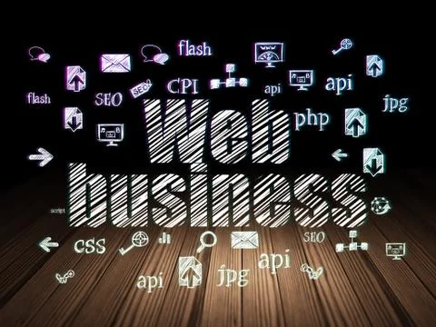 Web design concept: Web Business in grunge dark room Illustrazione stock