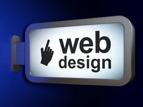 Web design concept: Web Design and Mouse Cursor on billboard background Stock Illustration