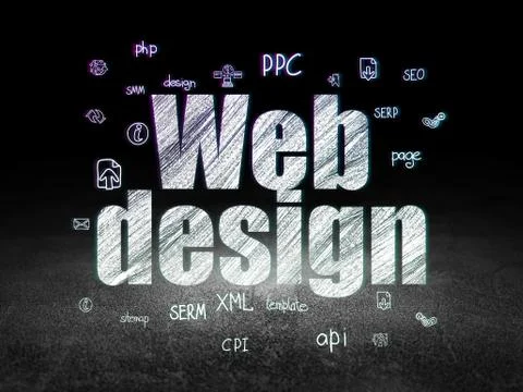Web design concept: Web Design in grunge dark room Illustrazione stock