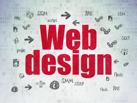 Web design concept: Web Design on Digital Data Paper background Illustrazione stock