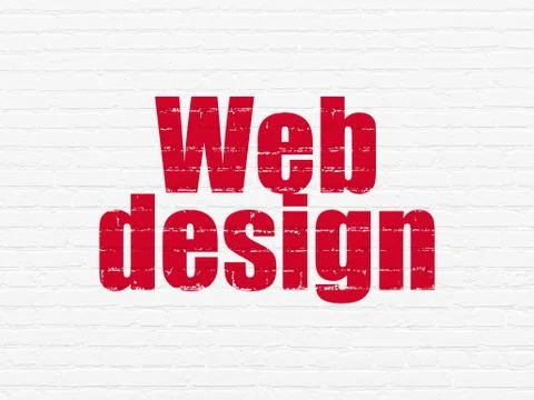 Web design concept: Web Design on wall background 库存插图