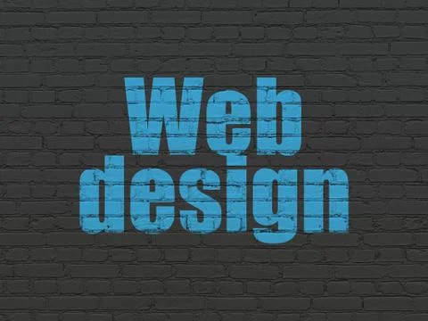 Web design concept: Web Design on wall background 库存插图