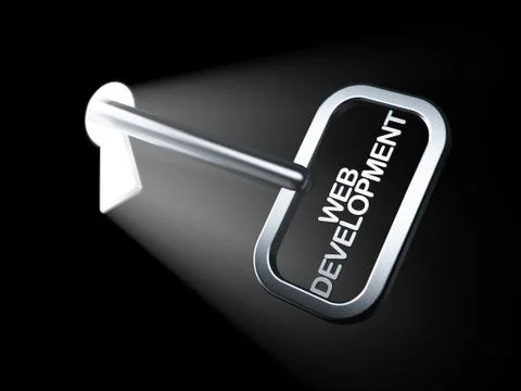 Web design concept: Web Development on key 库存插图