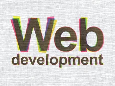 Web design concept: Web Development on fabric texture background 스톡 일러스트