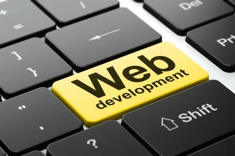 Web design concept: Web Development on computer keyboard background Illustrazione stock