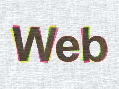 Web design concept: Web on fabric texture background 스톡 일러스트