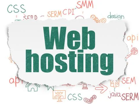 Web design concept: Web Hosting on Torn Paper background Stock Illustration