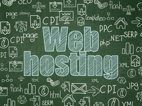 Web design concept: Web Hosting on School board background イラスト素材