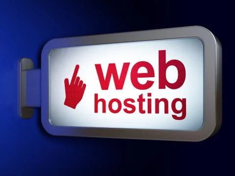 Web design concept: Web Hosting and Mouse Cursor on billboard background 库存插图