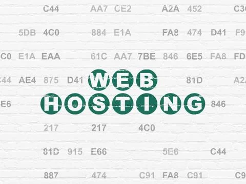 Web design concept: Web Hosting on wall background Stock Illustration