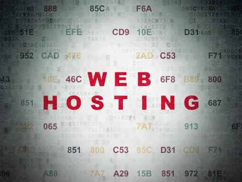 Web design concept: Web Hosting on Digital Data Paper background Illustrazione stock