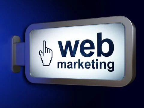 Web design concept: Web Marketing and Mouse Cursor on billboard background Illustrazione stock