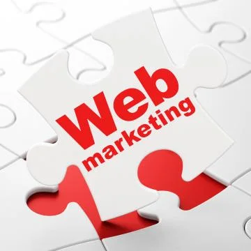 Web design concept: Web Marketing on puzzle background 스톡 일러스트