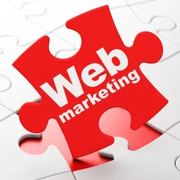 Web design concept: Web Marketing on puzzle background Illustrazione stock