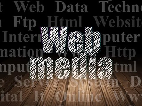 Web design concept: Web Media in grunge dark room 스톡 일러스트