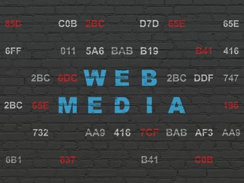 Web design concept: Web Media on wall background 库存插图
