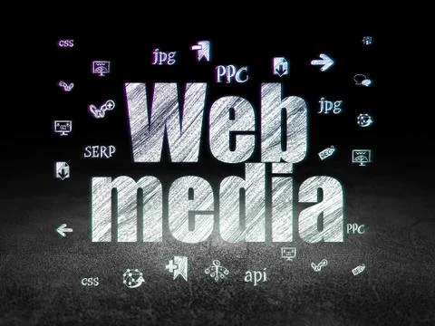 Web design concept: Web Media in grunge dark room Stockillustratie