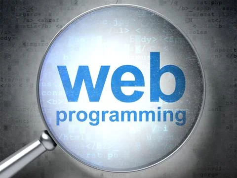 Web design concept: Web Programming with optical glass Stock Photos