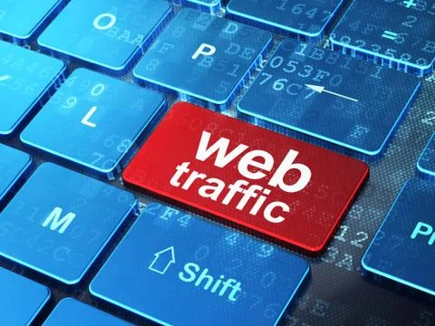 Web design concept: Web Traffic on computer keyboard background 스톡 일러스트