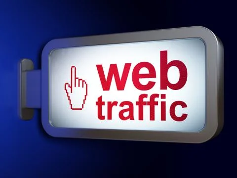 Web design concept: Web Traffic and Mouse Cursor on billboard background Illustrazione stock
