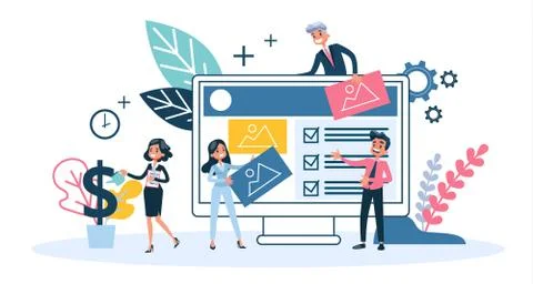 Web design concept. Website development, programming and making responsive Stock Illustration