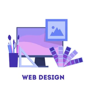 Web design concept. Website development, programming and making responsive Stock Illustration