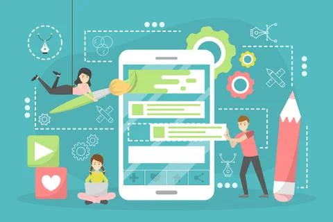 Web design concept. Website development, programming and making responsive Stock Illustration