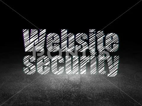 Web Design Concept: Website Security In Grunge Dark Room