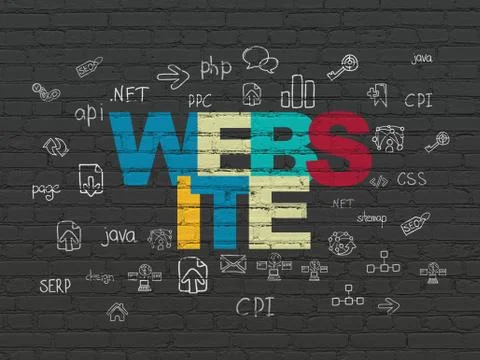 Web design concept: Website on wall background Stock Illustration