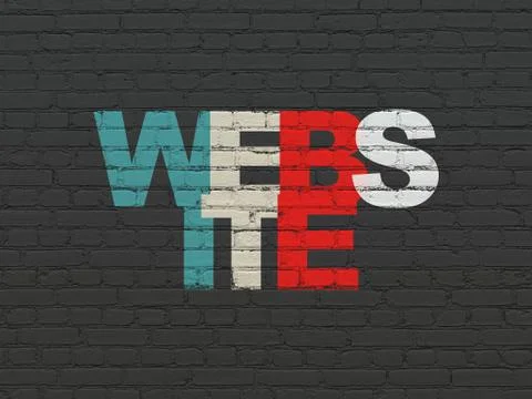 Web design concept: Website on wall background 库存插图