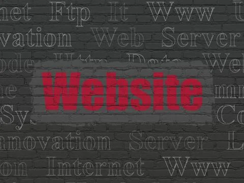 Web design concept: Website on wall background 库存插图