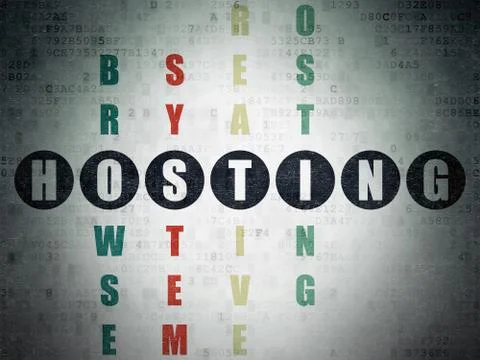 Web design concept: word Hosting in solving Crossword Puzzle Illustrazione stock