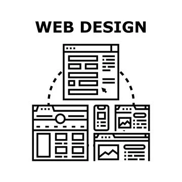 Web design developing user interface and responsive website Stock Illustration