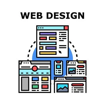 Web design developing user interface and responsive website Stock Illustration