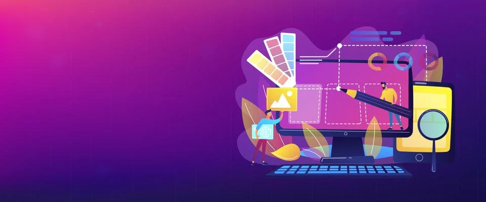 Web design development header or footer banner 스톡 일러스트