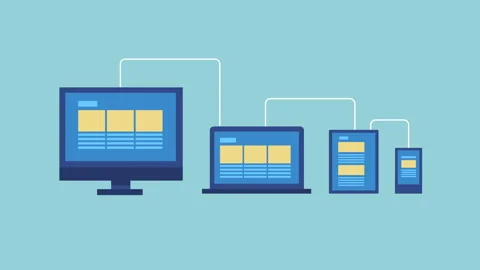 Web design development, responsive web design 2d with alpha matte Stock Footage 336039365