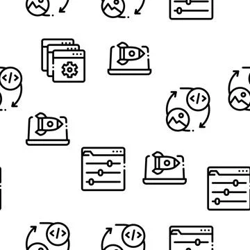 Web Design Development Seamless Pattern Vector Illustrazione stock