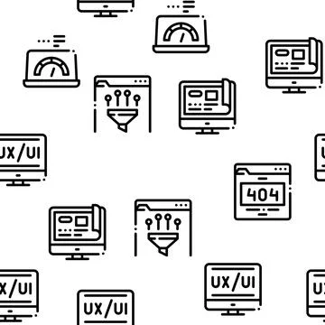 Web Design Development Seamless Pattern Vector 스톡 일러스트